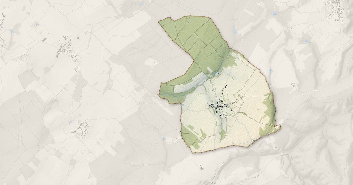 Portrait cartographique de Parux : relief, eau, forêts, bâti et voies, calculés à partir des données de l'IGN