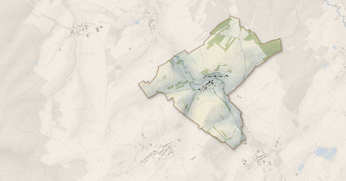 Portrait cartographique de Pettonville : relief, eau, forêts, bâti et voies, calculés à partir des données de l'IGN