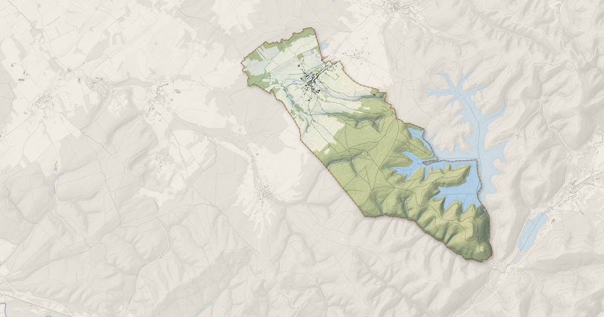 Portrait cartographique de Pexonne : relief, eau, forêts, bâti et voies, calculés à partir des données de l'IGN