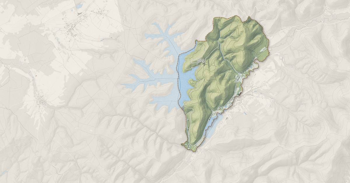 Portrait cartographique de Pierre-Percée : relief, eau, forêts, bâti et voies, calculés à partir des données de l'IGN