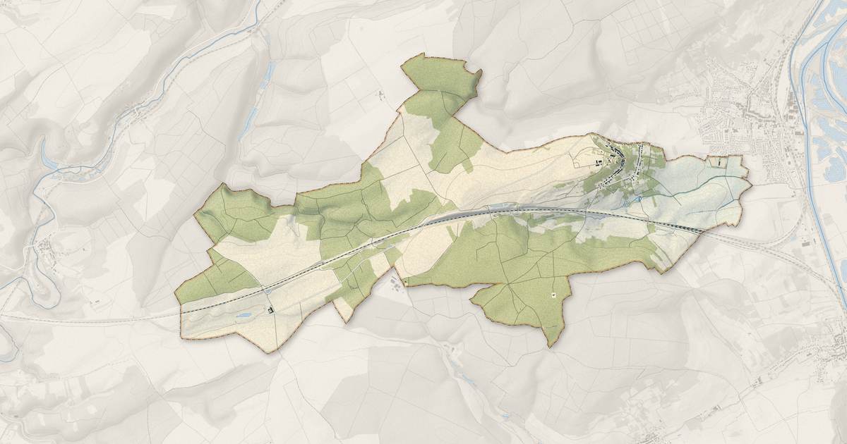 Portrait cartographique de Prény : relief, eau, forêts, bâti et voies, calculés à partir des données de l'IGN
