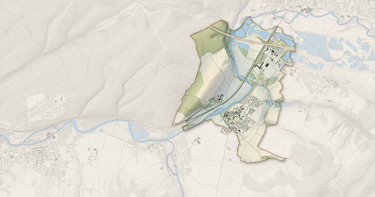 Portrait cartographique de Rehainviller : relief, eau, forêts, bâti et voies, calculés à partir des données de l'IGN
