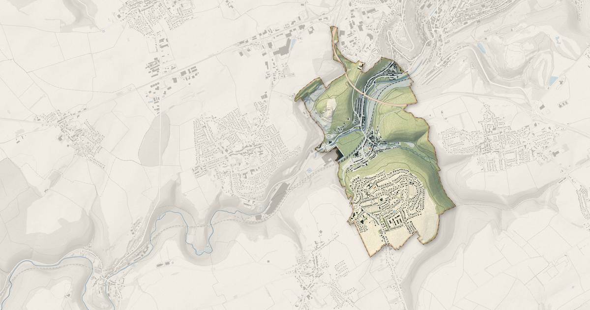 Portrait cartographique de Réhon : relief, eau, forêts, bâti et voies, calculés à partir des données de l'IGN