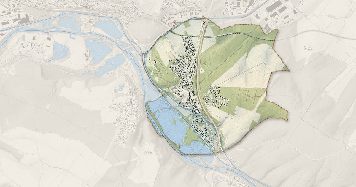 Portrait cartographique de Richardménil : relief, eau, forêts, bâti et voies, calculés à partir des données de l'IGN