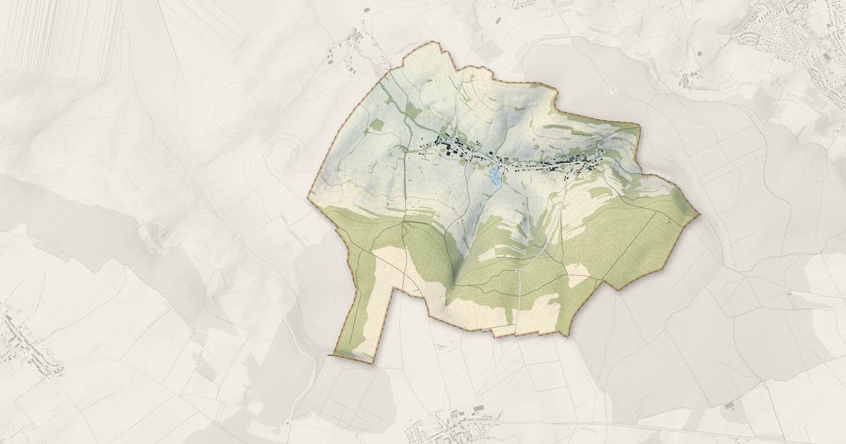 Portrait cartographique de Saint-Pancré : relief, eau, forêts, bâti et voies, calculés à partir des données de l'IGN