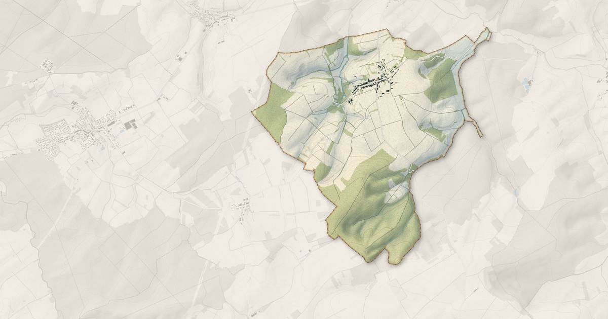 Portrait cartographique de Sornéville : relief, eau, forêts, bâti et voies, calculés à partir des données de l'IGN