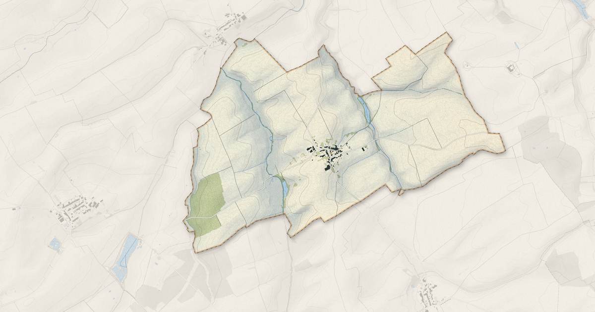 Portrait cartographique de Sponville : relief, eau, forêts, bâti et voies, calculés à partir des données de l'IGN