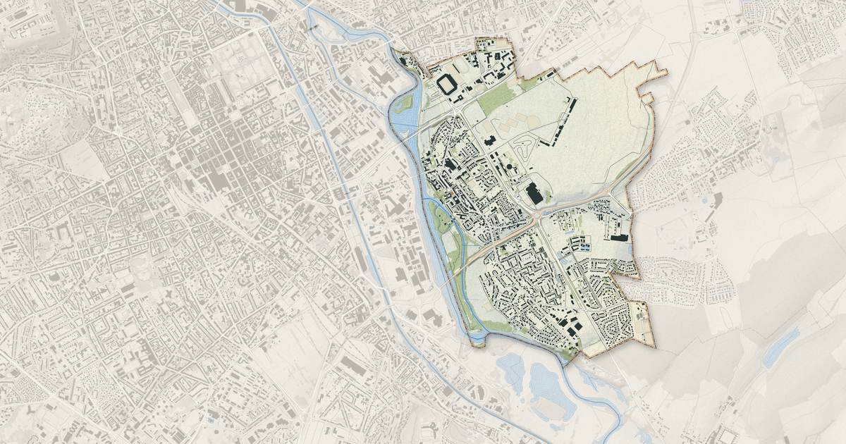 Portrait cartographique de Tomblaine : relief, eau, forêts, bâti et voies, calculés à partir des données de l'IGN