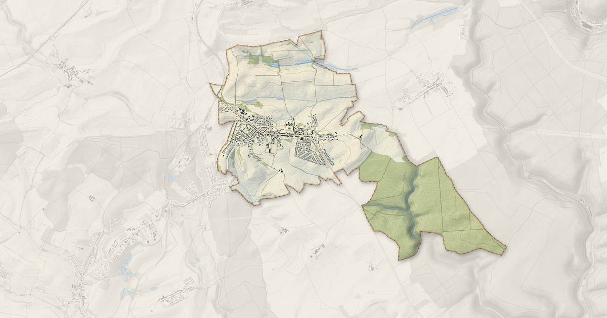 Portrait cartographique de Trieux : relief, eau, forêts, bâti et voies, calculés à partir des données de l'IGN