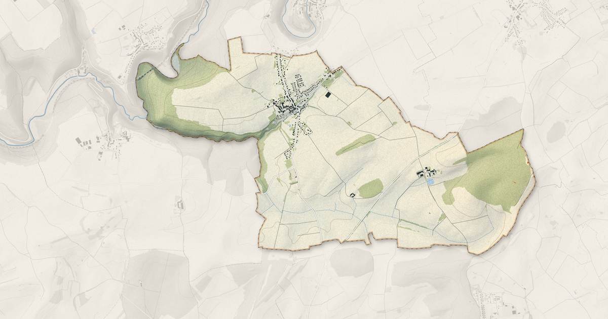 Portrait cartographique de Ugny : relief, eau, forêts, bâti et voies, calculés à partir des données de l'IGN