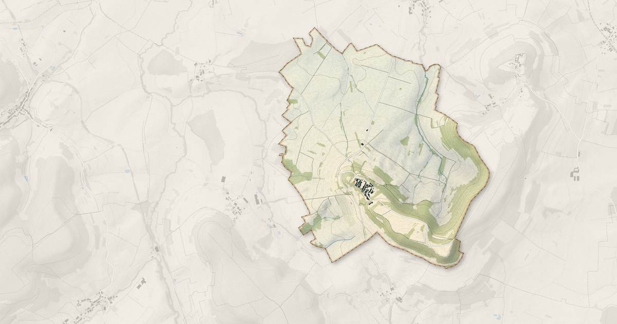 Portrait cartographique de Vaudémont : relief, eau, forêts, bâti et voies, calculés à partir des données de l'IGN