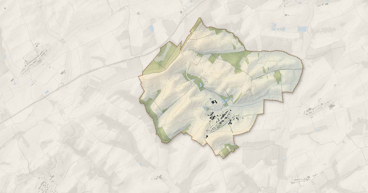 Portrait cartographique de Vého : relief, eau, forêts, bâti et voies, calculés à partir des données de l'IGN