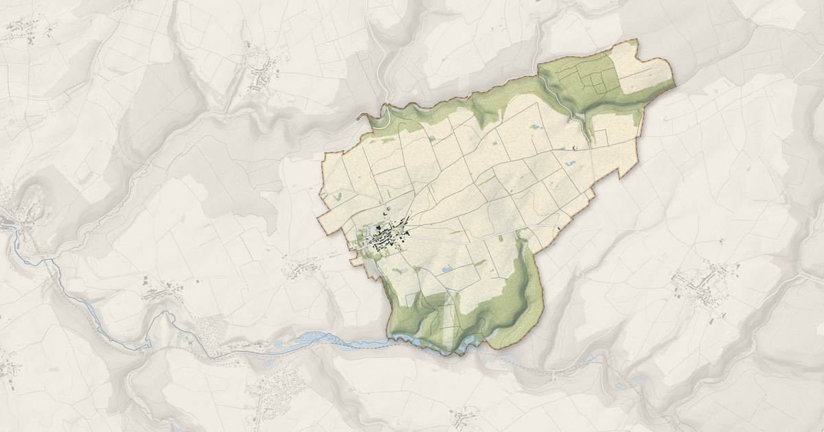 Portrait cartographique de Ville-au-Montois : relief, eau, forêts, bâti et voies, calculés à partir des données de l'IGN
