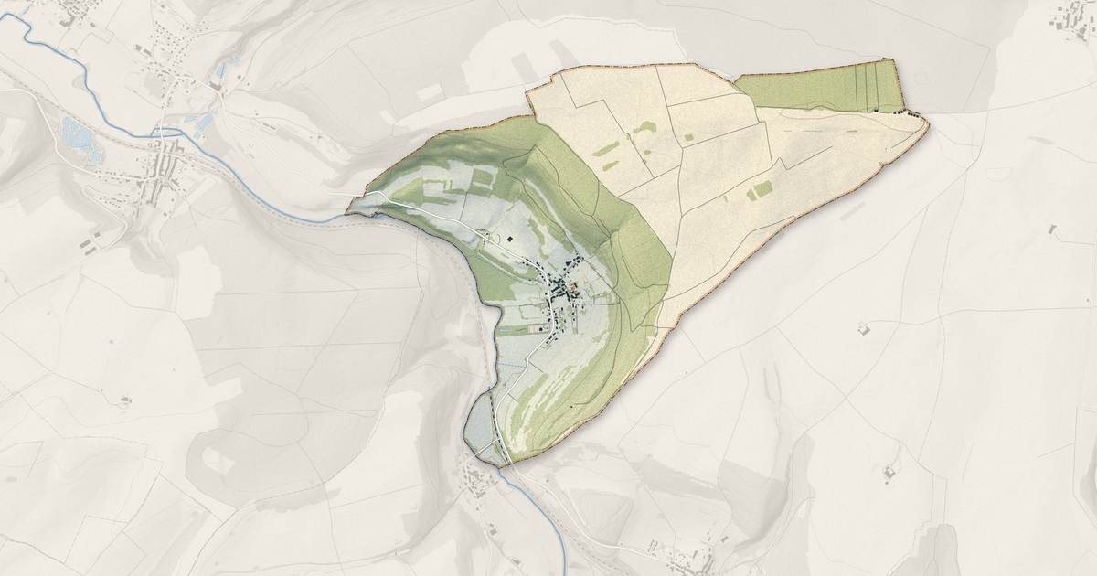 Portrait cartographique de Villette : relief, eau, forêts, bâti et voies, calculés à partir des données de l'IGN