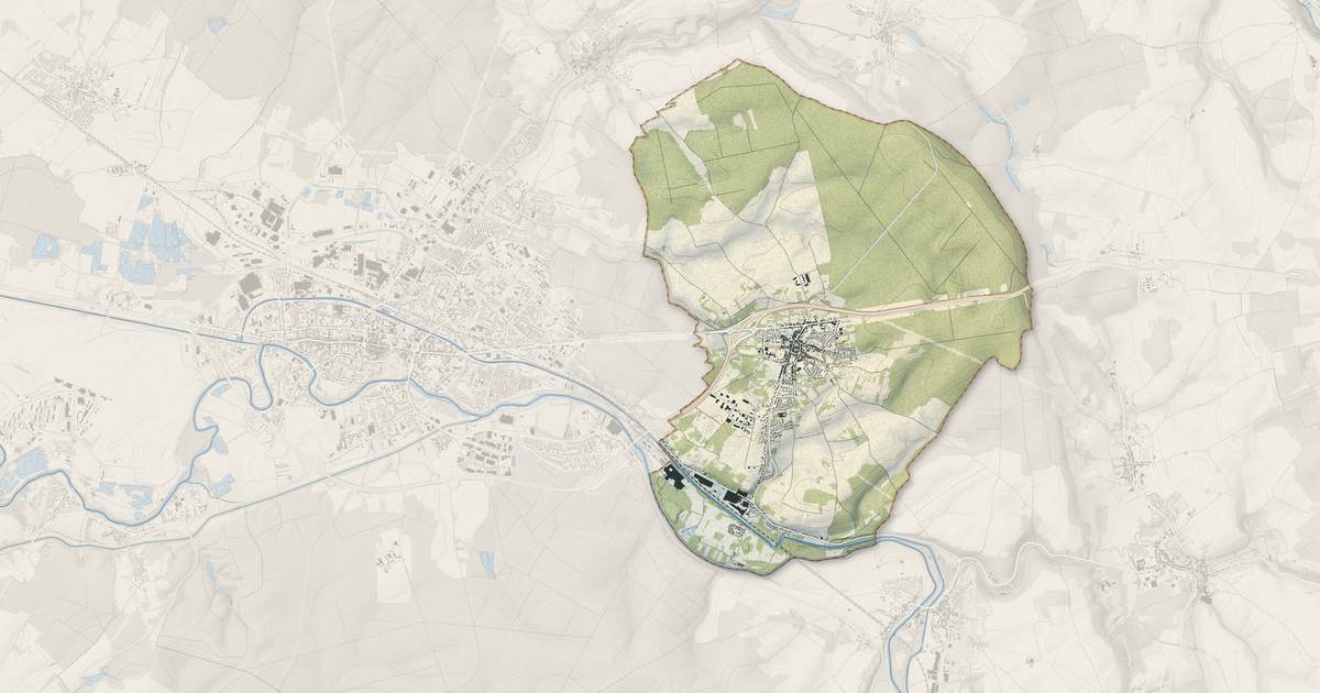 Portrait cartographique de Ancerville : relief, eau, forêts, bâti et voies, calculés à partir des données de l'IGN