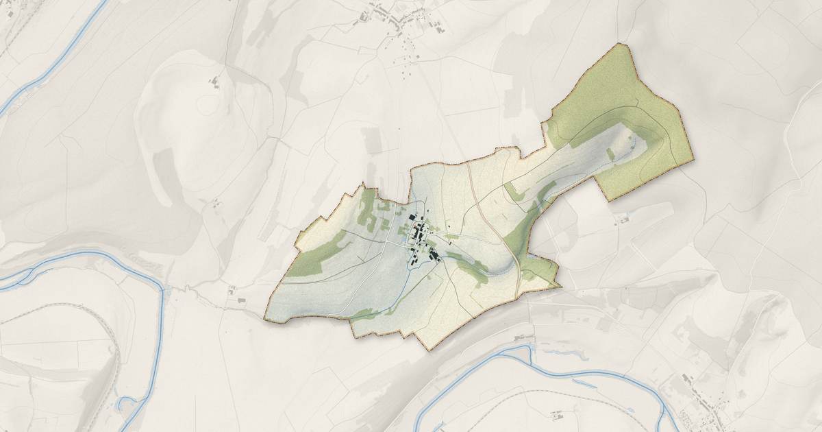 Portrait cartographique de Autréville-Saint-Lambert : relief, eau, forêts, bâti et voies, calculés à partir des données de l'IGN