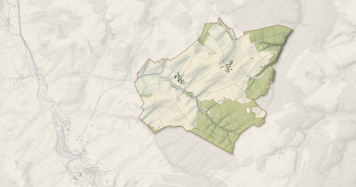 Portrait cartographique de Badonvilliers-Gérauvilliers : relief, eau, forêts, bâti et voies, calculés à partir des données de l'IGN