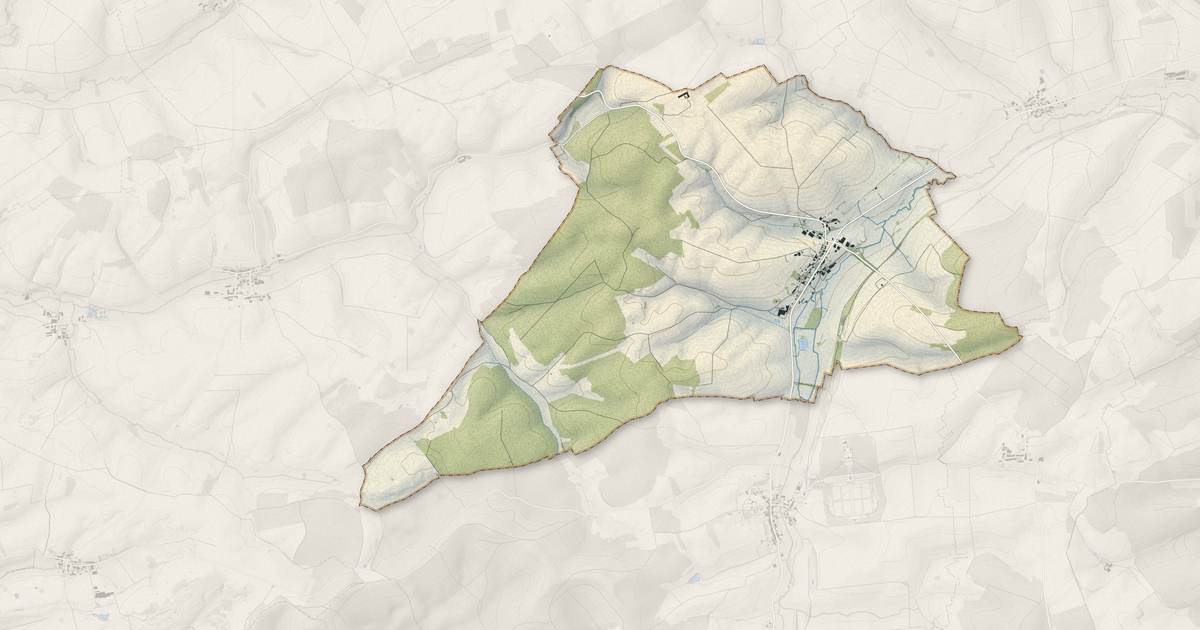 Portrait cartographique de Bantheville : relief, eau, forêts, bâti et voies, calculés à partir des données de l'IGN