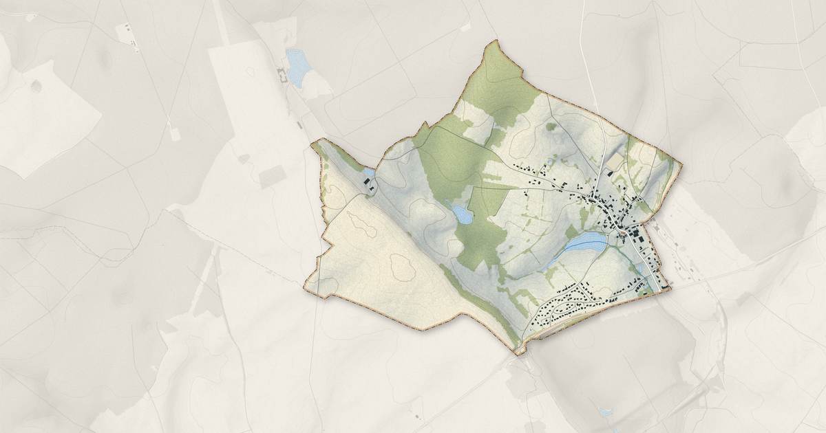 Portrait cartographique de Baudonvilliers : relief, eau, forêts, bâti et voies, calculés à partir des données de l'IGN