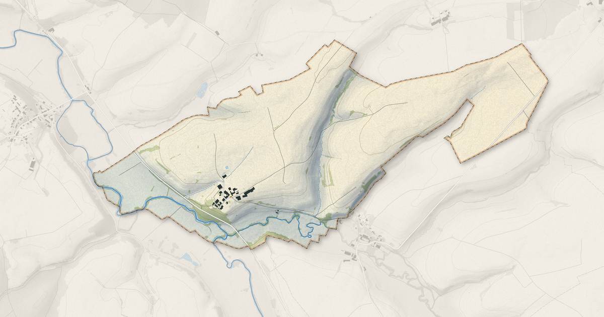 Portrait cartographique de Baulny : relief, eau, forêts, bâti et voies, calculés à partir des données de l'IGN