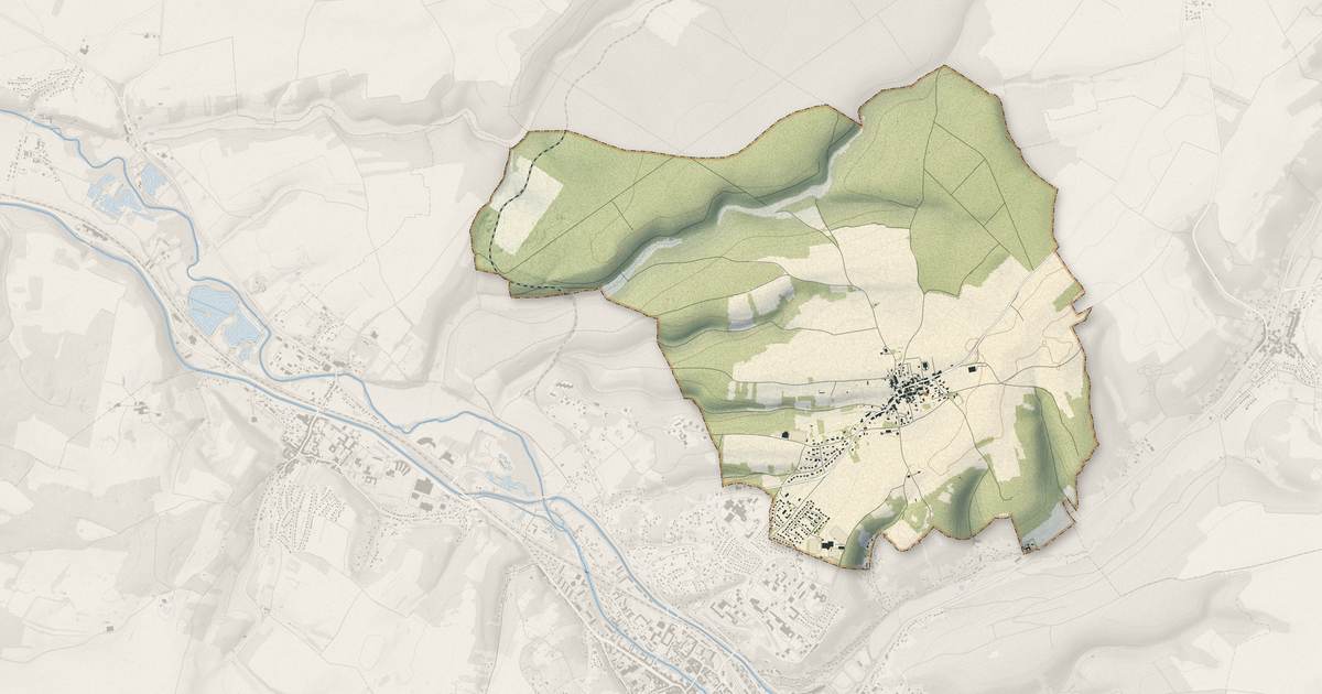 Portrait cartographique de Behonne : relief, eau, forêts, bâti et voies, calculés à partir des données de l'IGN