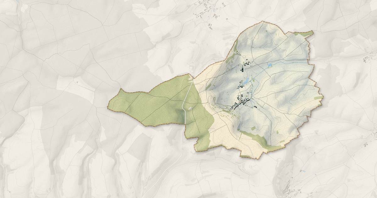 Portrait cartographique de Béthelainville : relief, eau, forêts, bâti et voies, calculés à partir des données de l'IGN