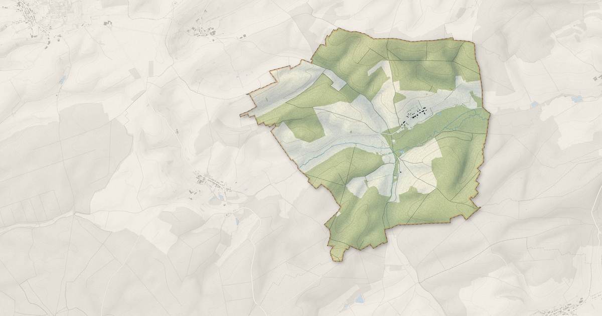 Portrait cartographique de Béthincourt : relief, eau, forêts, bâti et voies, calculés à partir des données de l'IGN
