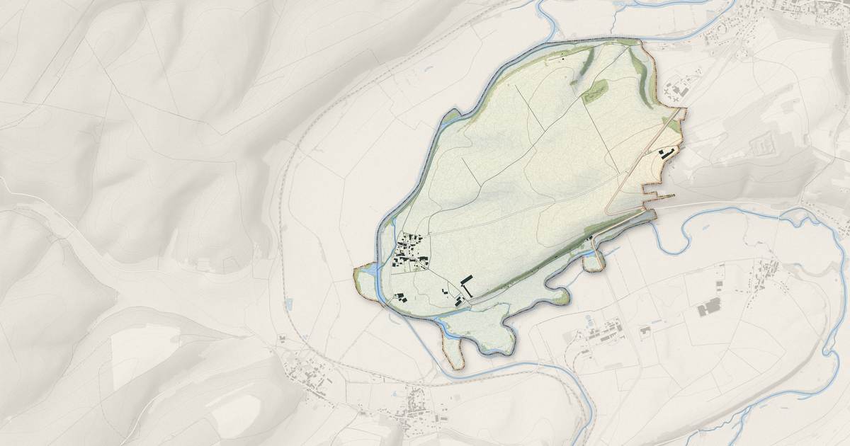 Portrait cartographique de Bislée : relief, eau, forêts, bâti et voies, calculés à partir des données de l'IGN