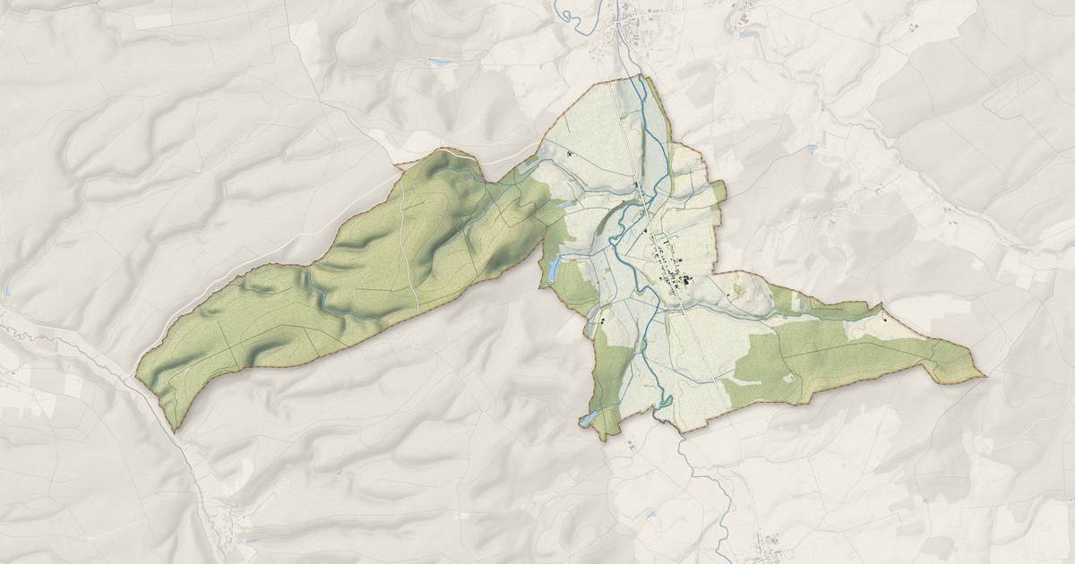 Portrait cartographique de Boureuilles : relief, eau, forêts, bâti et voies, calculés à partir des données de l'IGN