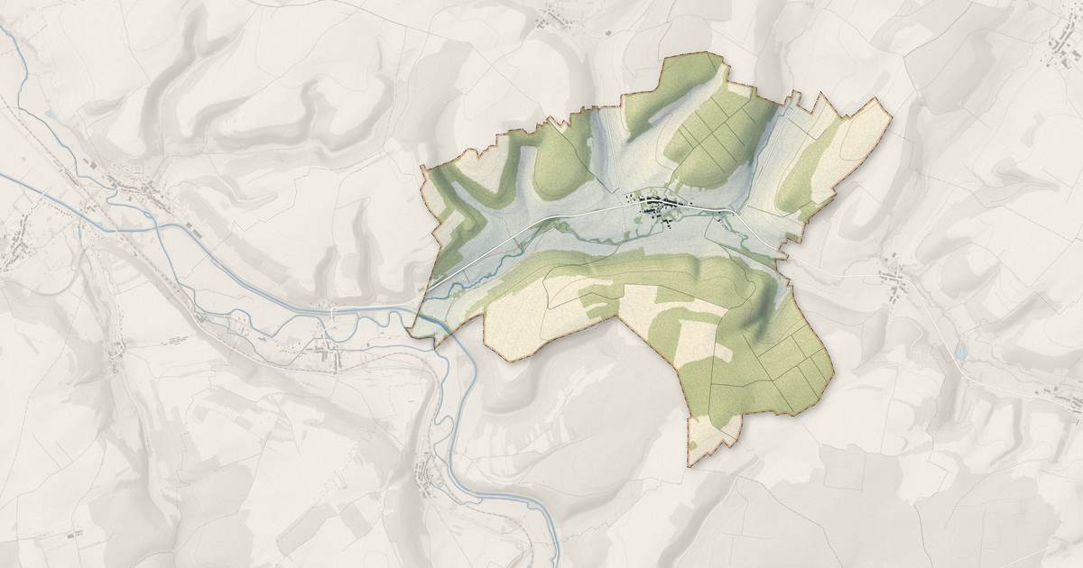 Portrait cartographique de Boviolles : relief, eau, forêts, bâti et voies, calculés à partir des données de l'IGN