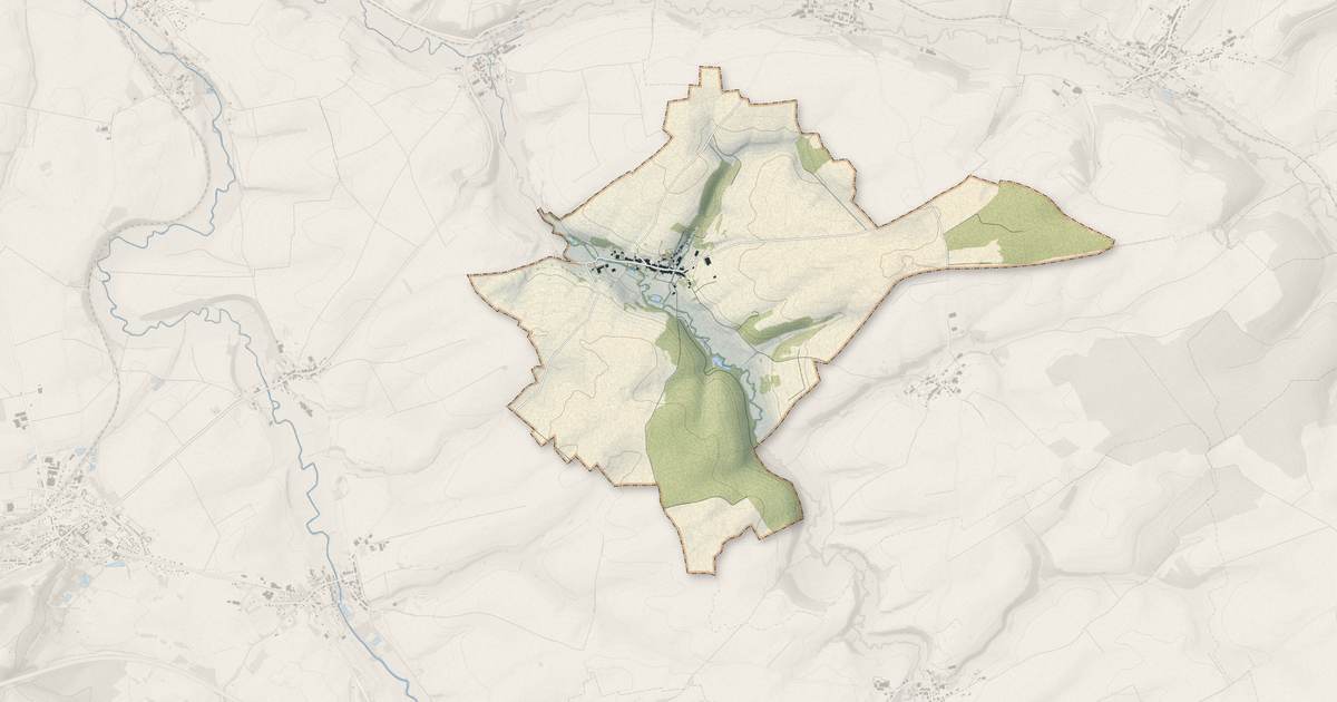Portrait cartographique de Brabant-en-Argonne : relief, eau, forêts, bâti et voies, calculés à partir des données de l'IGN