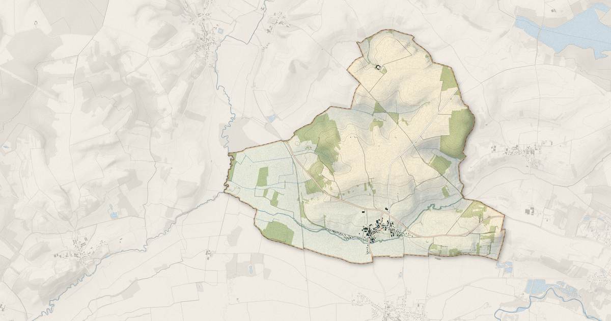 Portrait cartographique de Brabant-le-Roi : relief, eau, forêts, bâti et voies, calculés à partir des données de l'IGN