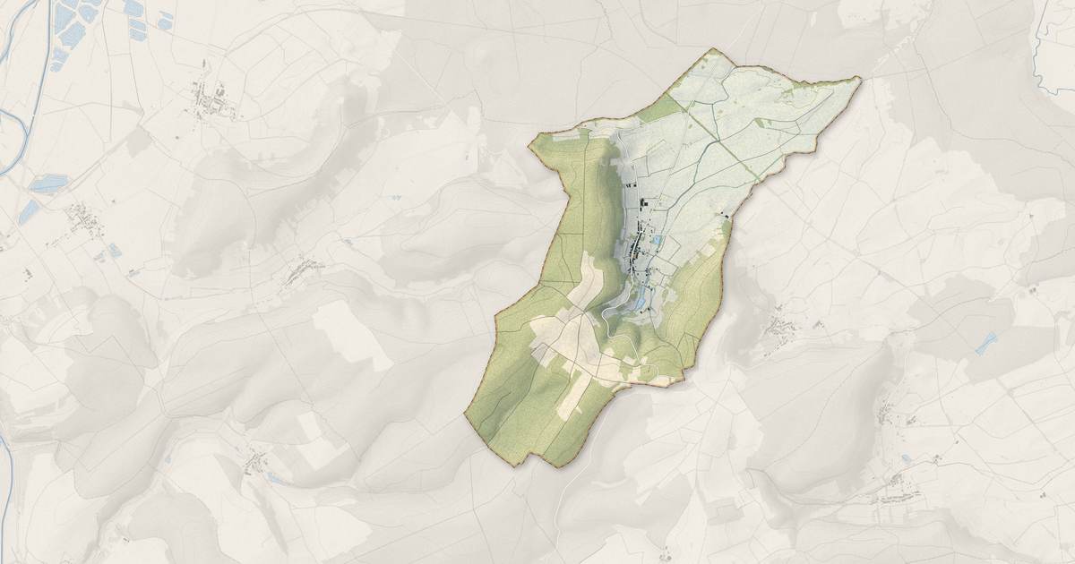 Portrait cartographique de Brandeville : relief, eau, forêts, bâti et voies, calculés à partir des données de l'IGN