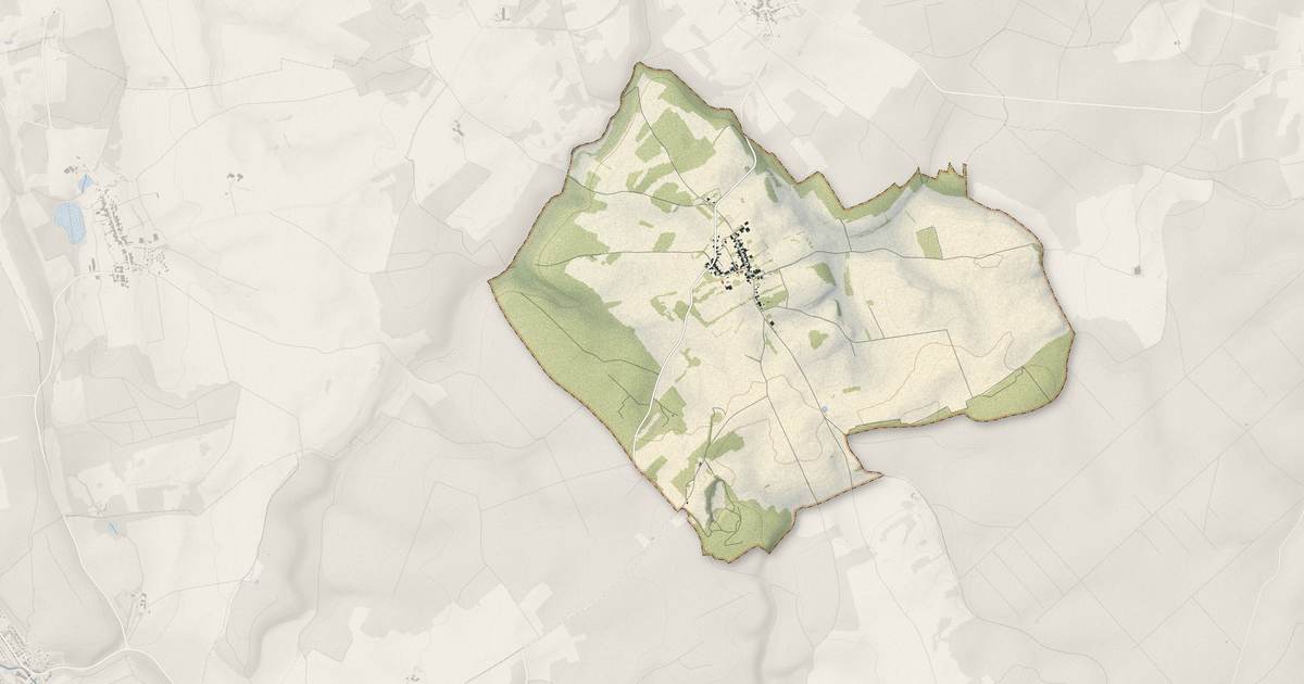 Portrait cartographique de Brauvilliers : relief, eau, forêts, bâti et voies, calculés à partir des données de l'IGN