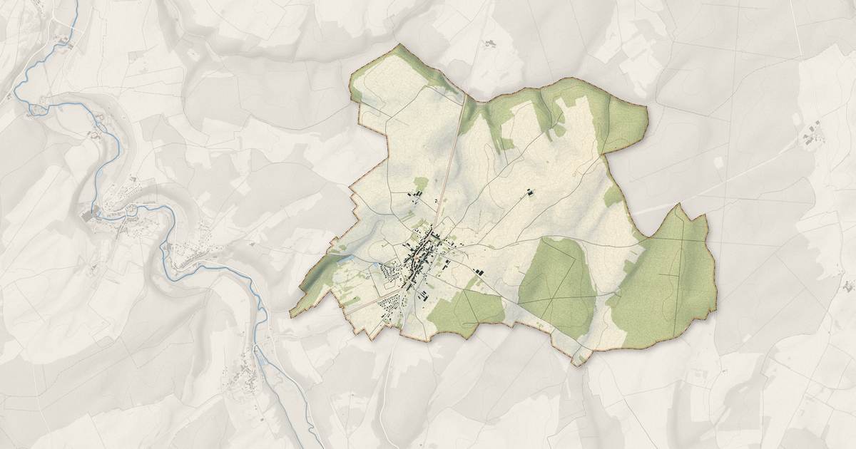 Portrait cartographique de Brillon-en-Barrois : relief, eau, forêts, bâti et voies, calculés à partir des données de l'IGN