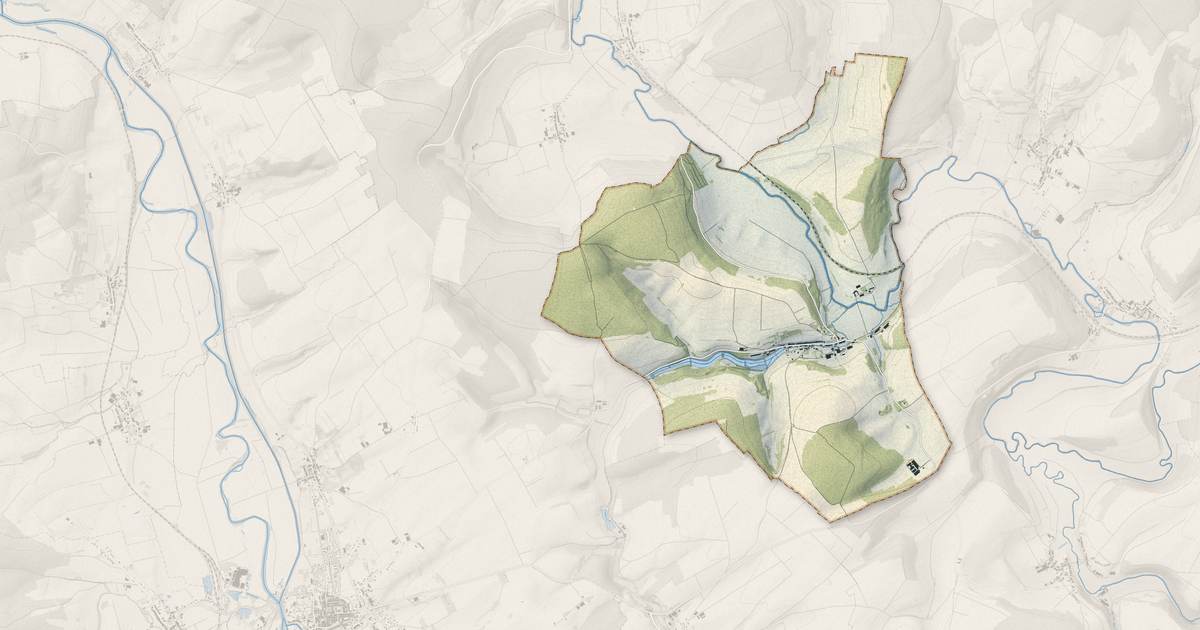 Portrait cartographique de Brouennes : relief, eau, forêts, bâti et voies, calculés à partir des données de l'IGN