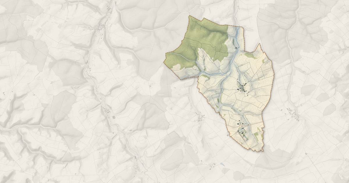 Portrait cartographique de Bure : relief, eau, forêts, bâti et voies, calculés à partir des données de l'IGN