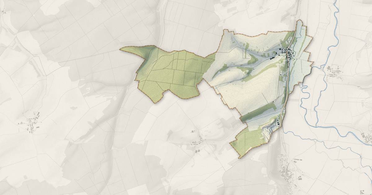 Portrait cartographique de Burey-en-Vaux : relief, eau, forêts, bâti et voies, calculés à partir des données de l'IGN