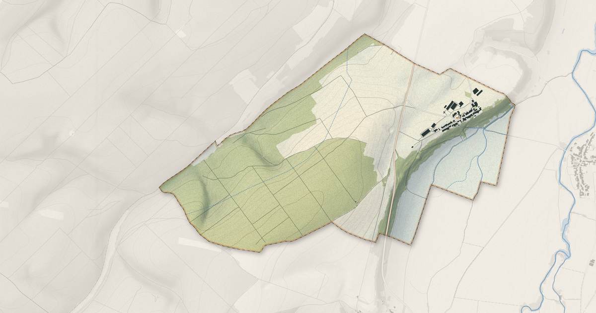 Portrait cartographique de Burey-la-Côte : relief, eau, forêts, bâti et voies, calculés à partir des données de l'IGN