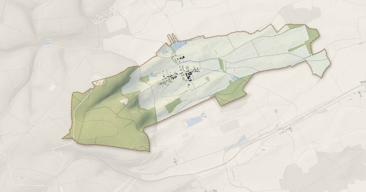 Portrait cartographique de Damloup : relief, eau, forêts, bâti et voies, calculés à partir des données de l'IGN
