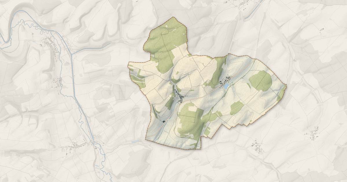 Portrait cartographique de Delouze-Rosières : relief, eau, forêts, bâti et voies, calculés à partir des données de l'IGN