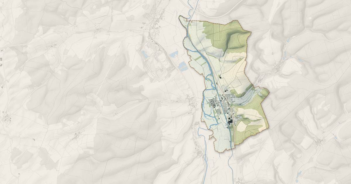 Portrait cartographique de Dieue-sur-Meuse : relief, eau, forêts, bâti et voies, calculés à partir des données de l'IGN