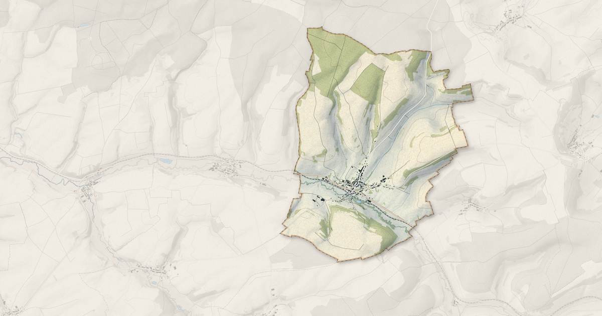 Portrait cartographique de Dombasle-en-Argonne : relief, eau, forêts, bâti et voies, calculés à partir des données de l'IGN