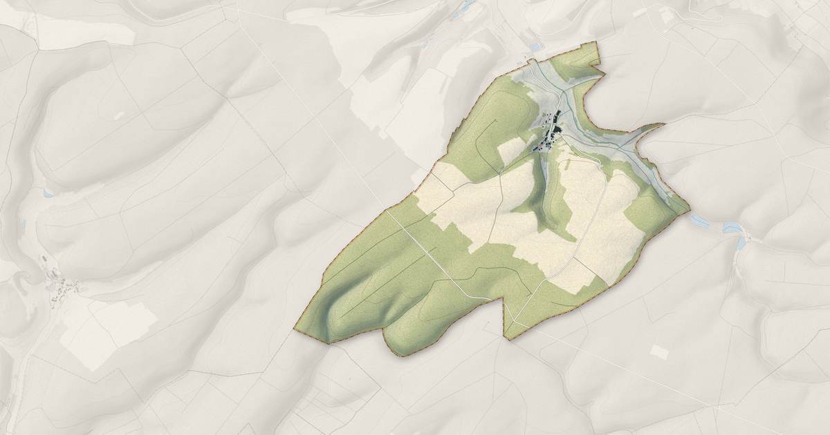 Portrait cartographique de Dommartin-la-Montagne : relief, eau, forêts, bâti et voies, calculés à partir des données de l'IGN