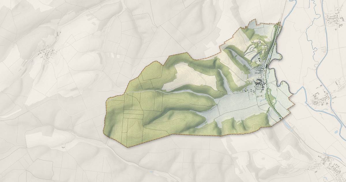 Portrait cartographique de Dompcevrin : relief, eau, forêts, bâti et voies, calculés à partir des données de l'IGN