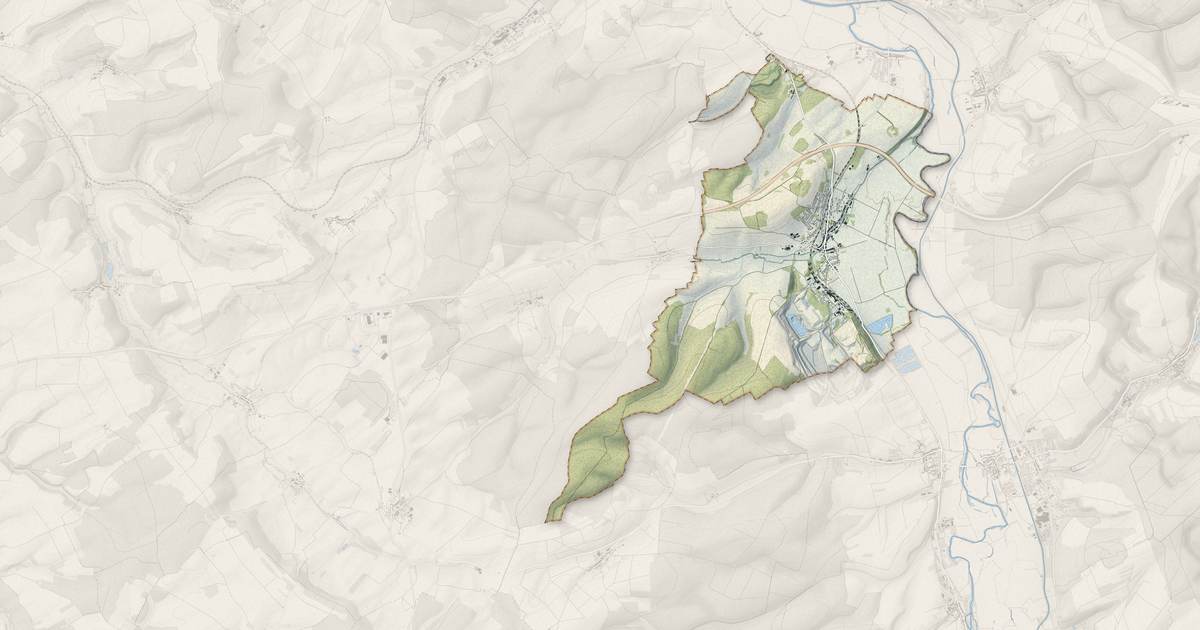 Portrait cartographique de Dugny-sur-Meuse : relief, eau, forêts, bâti et voies, calculés à partir des données de l'IGN