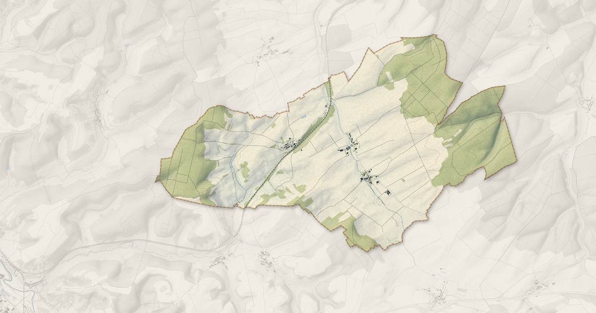 Portrait cartographique de Erneville-aux-Bois : relief, eau, forêts, bâti et voies, calculés à partir des données de l'IGN