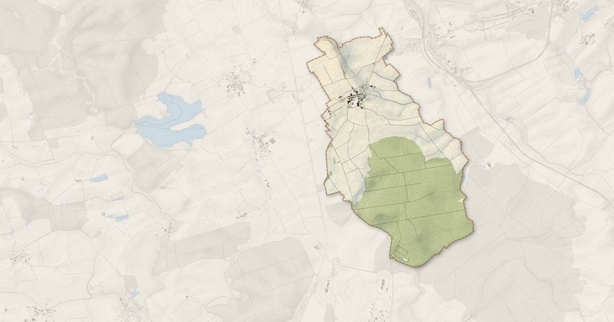 Portrait cartographique de Éton : relief, eau, forêts, bâti et voies, calculés à partir des données de l'IGN