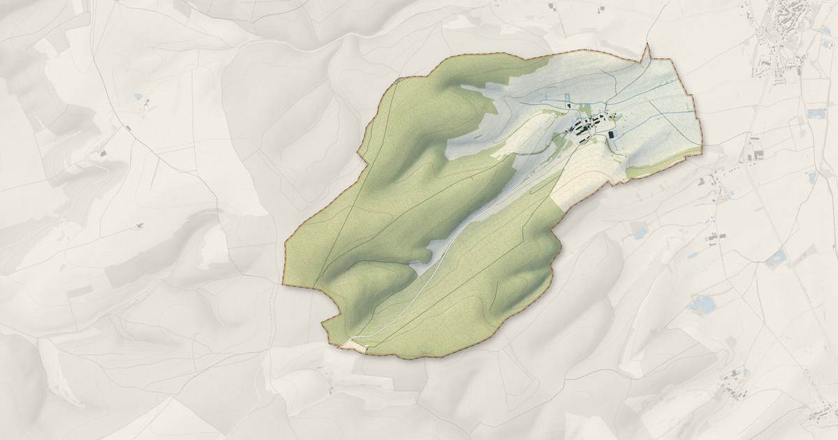 Portrait cartographique de Étraye : relief, eau, forêts, bâti et voies, calculés à partir des données de l'IGN