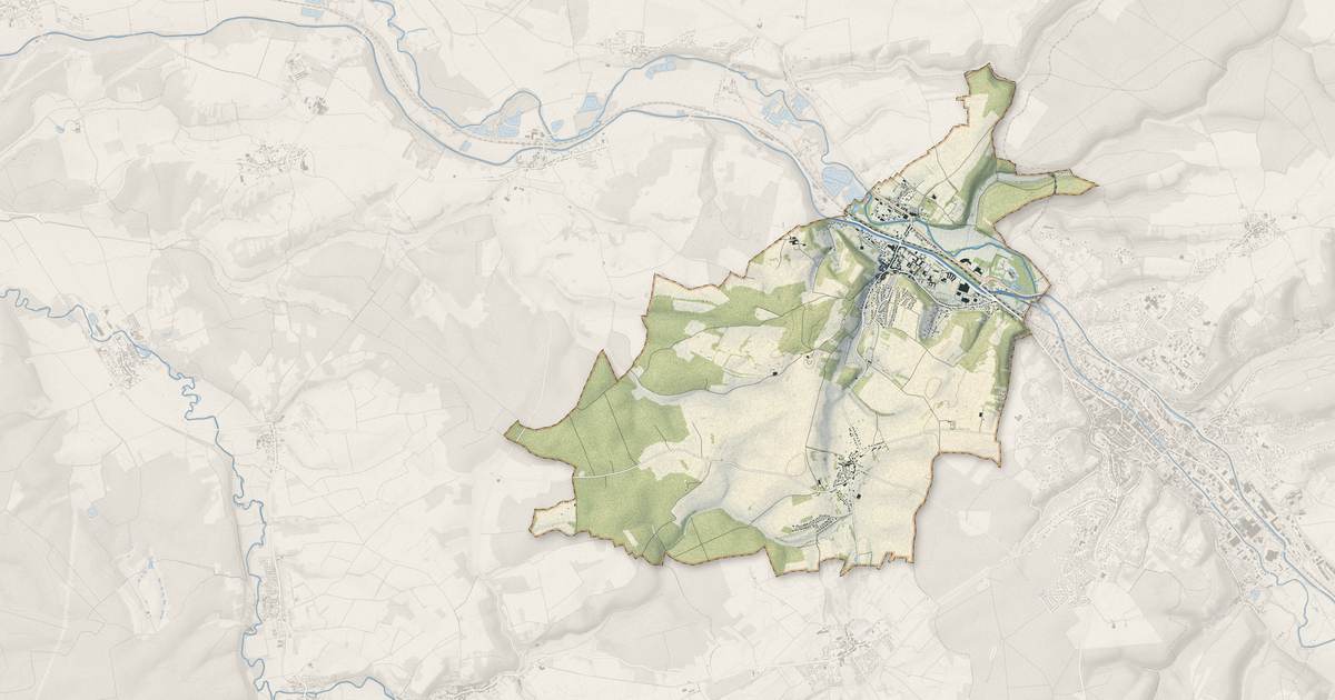 Portrait cartographique de Fains-Véel : relief, eau, forêts, bâti et voies, calculés à partir des données de l'IGN
